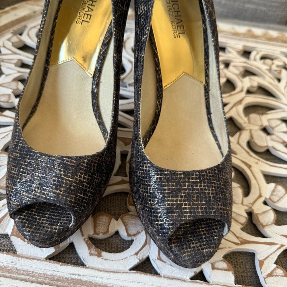 Michael Kors Animal Print Peep Toe High Heels Shoes Women’s 10 - Picture 6 of 10